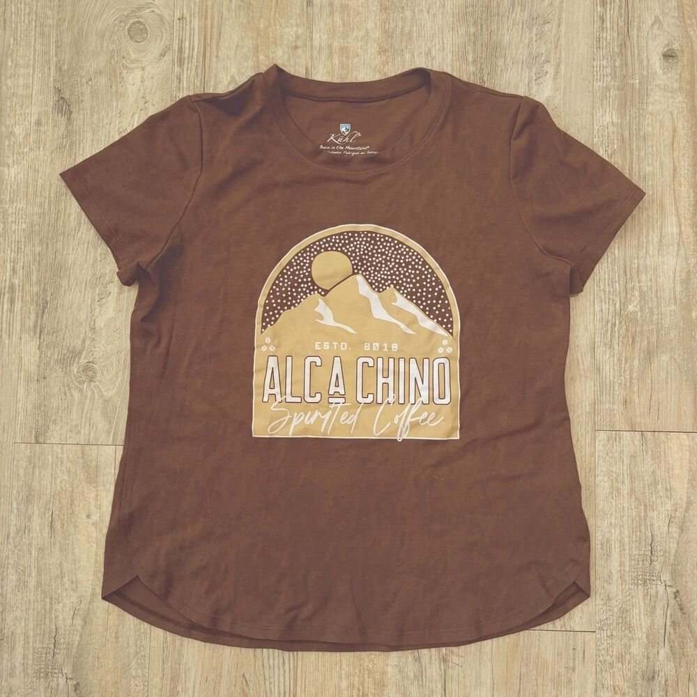 Kuhl Women’s Brown T-Shirt Alca-Chino Spirited Coffee Woman In Martini Glass